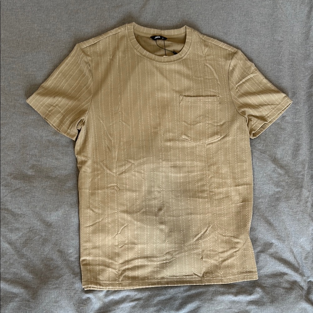 Men's Beige Striped T-Shirt